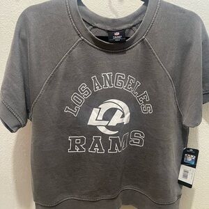 Girls Juniors Heather Charcoal Los Angeles Rams Cheer Squad Raglan T-Shirt